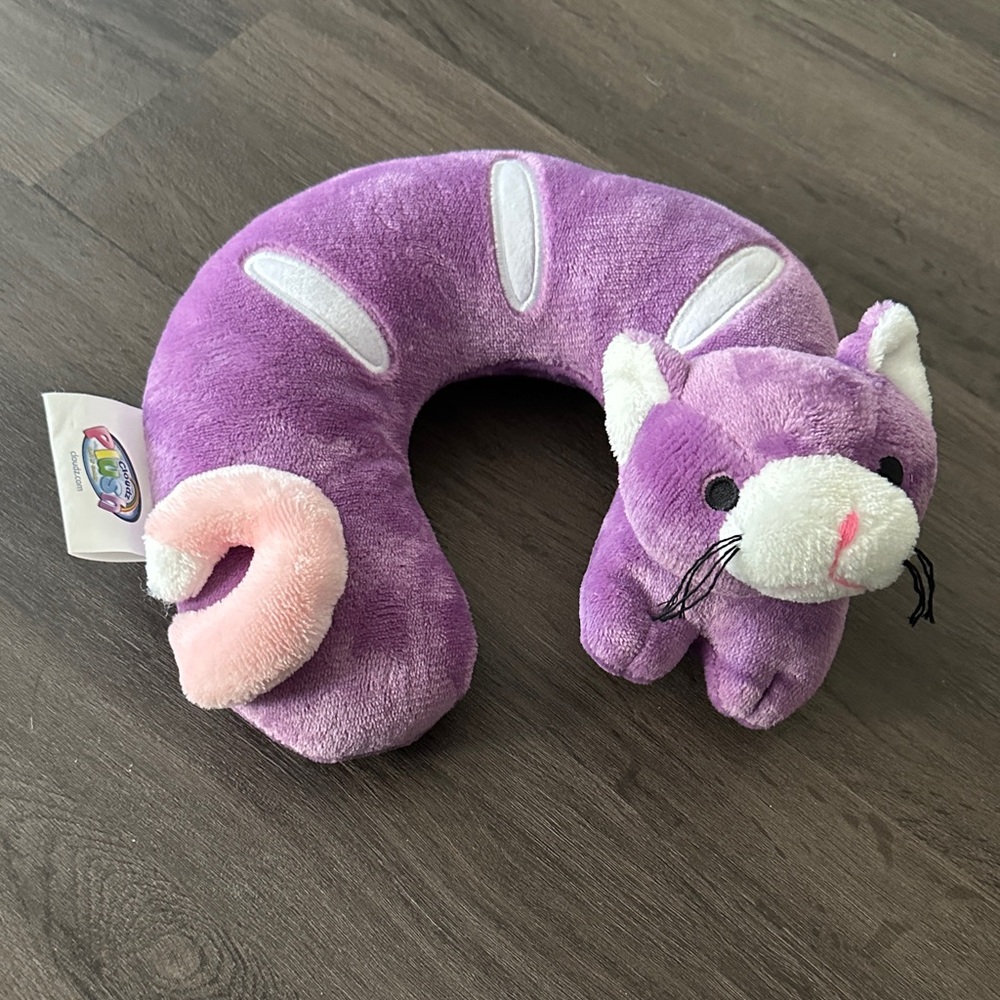 Purple Cat Neck Pillow. Travel Neck Pillow for Kids.